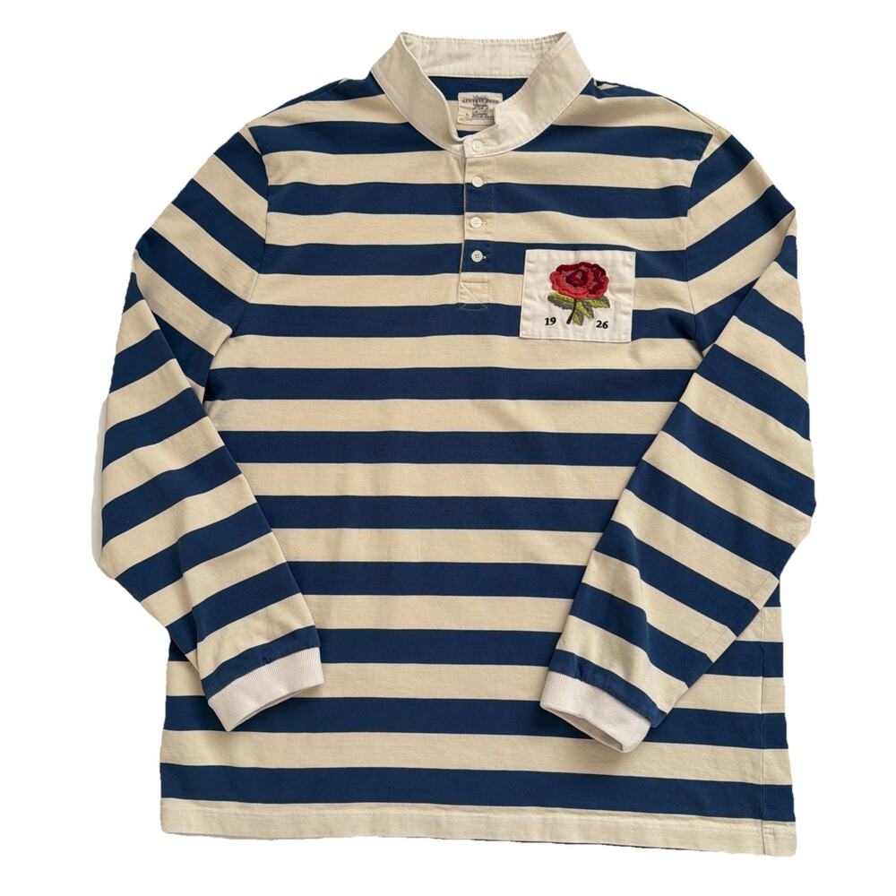 Kent & Curwen Rugby Polo Shirt Men’s XXL Blue Stripe 100% Cotton David Beckham - Picture 12 of 12